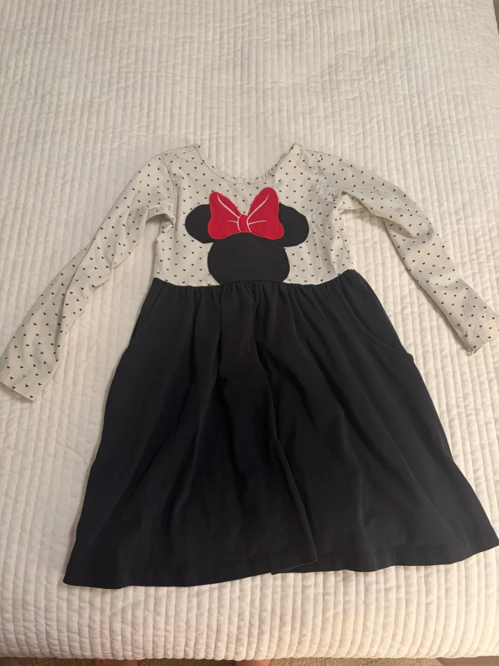 Hanna Andersson x Disney Black and White Dress with Red Bow Minnie Accent